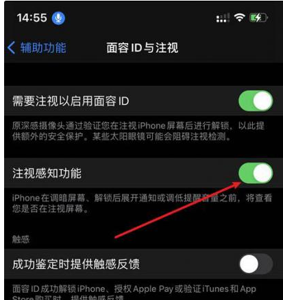 丽江苹果14维修网点分享iPhone14注视感知功能有什么用 